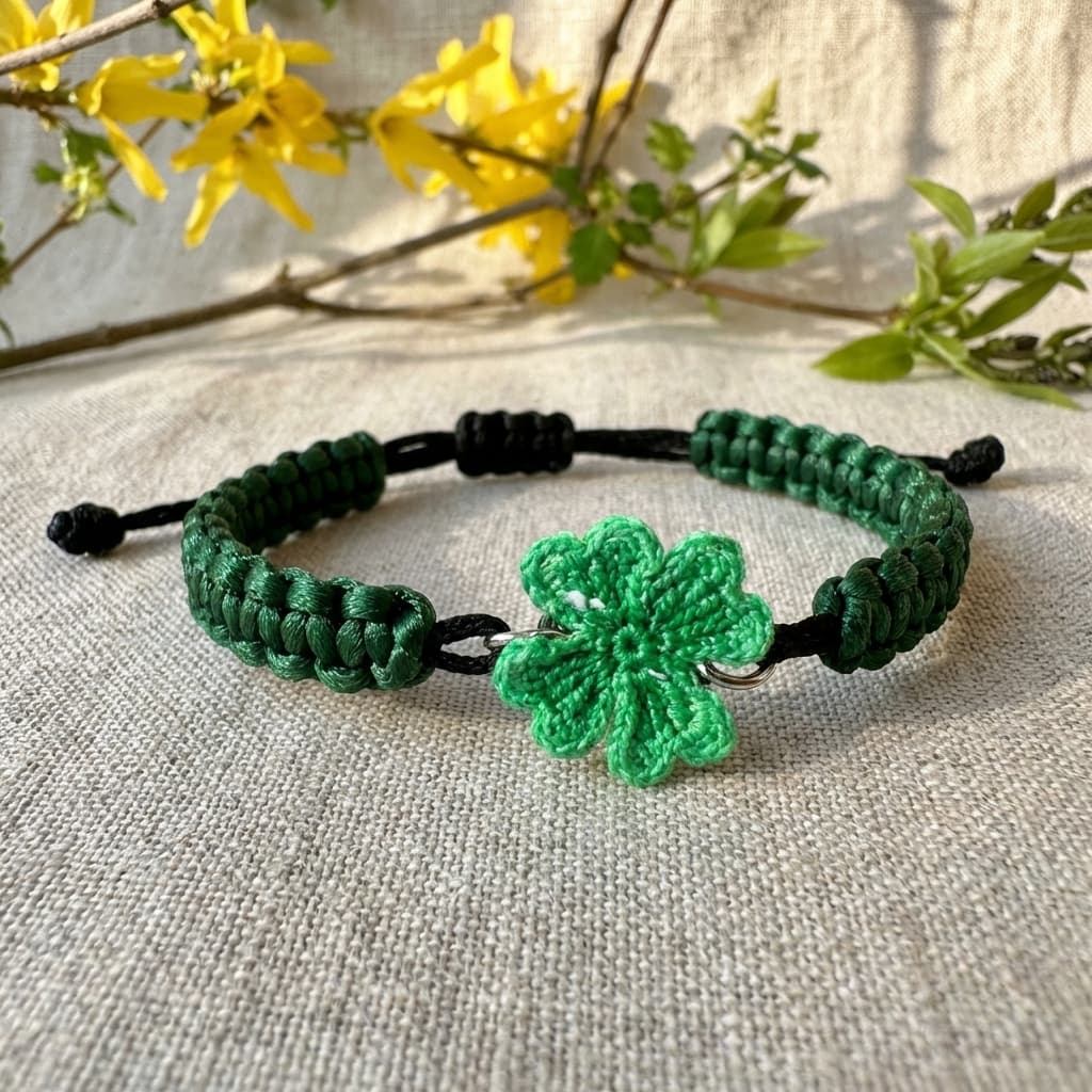 provázkový náramek a háčkovaný šperk